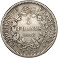 Монета 5 франков 1848 A Геркулес Франция