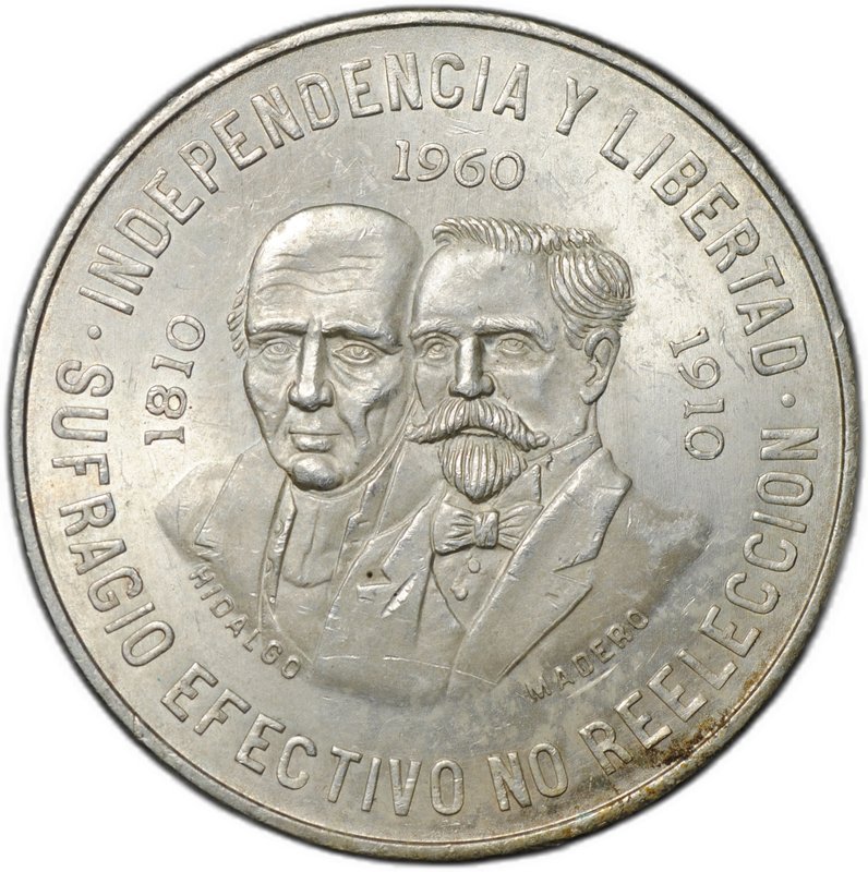 Монета 10 песо 1960 150 лет Войне за независимость Мексика
