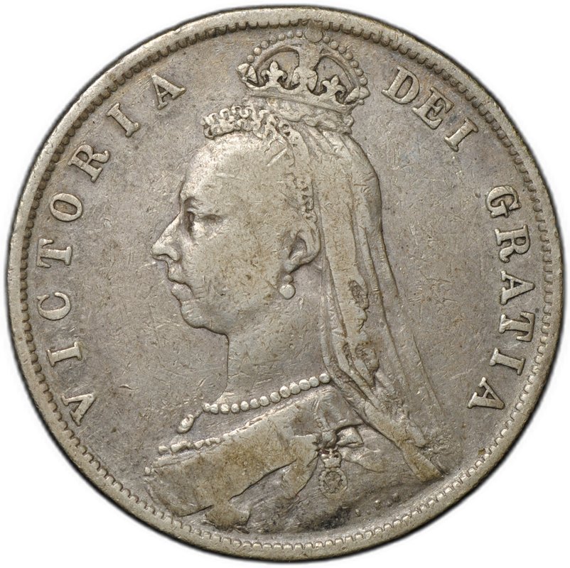 Монета 1/2 кроны 1887 новый портрет Великобритания