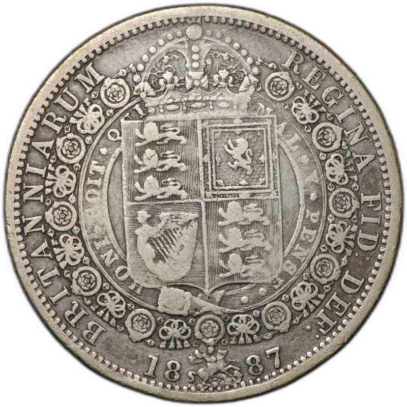 Монета 1/2 кроны 1887 новый портрет Великобритания