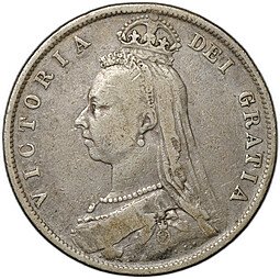 фото для Монета 1/2 кроны 1887 новый портрет Великобритания Аверс