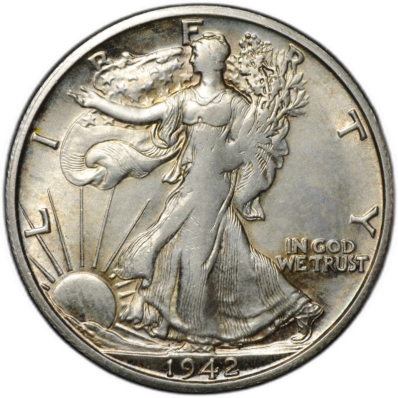 Монета 50 центов (1/2 доллара) 1942 S Шагающая свобода США