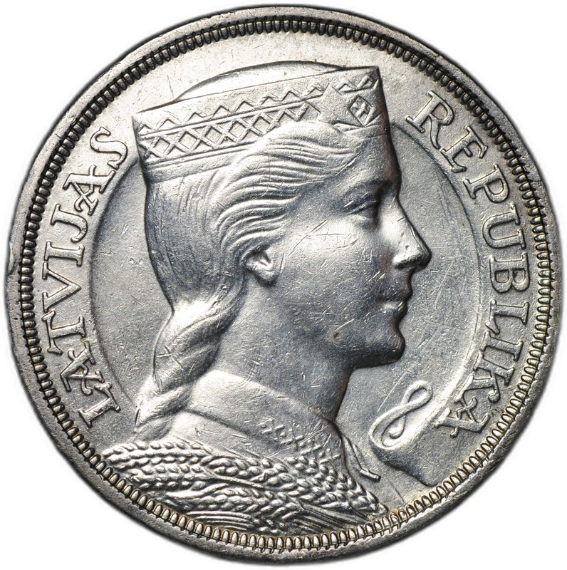 Монета 5 лат 1931 Латвия