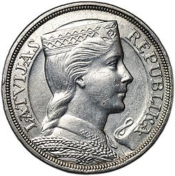 фото для Монета 5 лат 1931 Латвия Аверс