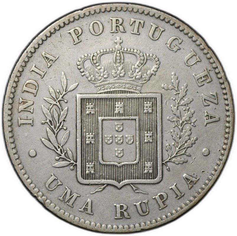 Монета 1 рупия 1882 Индия Португальская