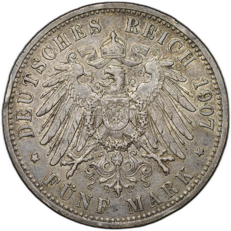 Монета 5 марок 1907 А Пруссия Германия