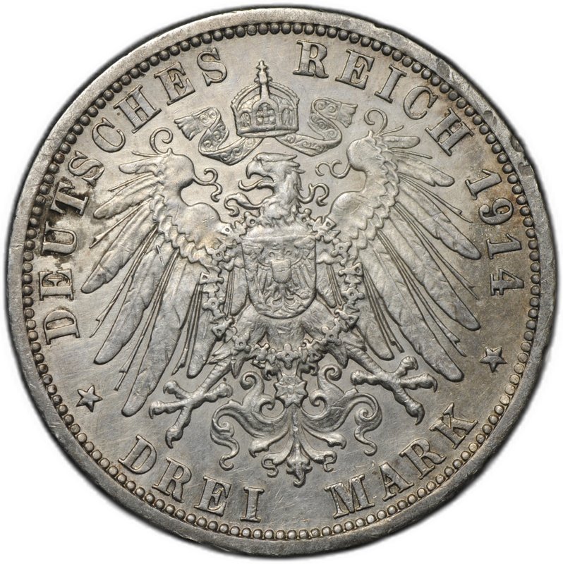 Монета 3 марки 1914 А Пруссия Германия