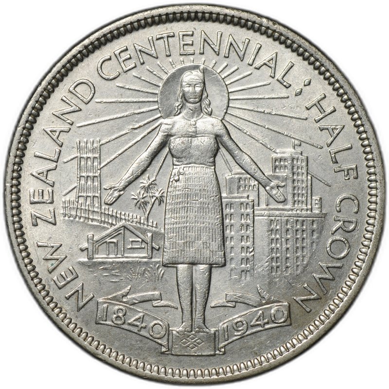 Монета 1/2 кроны 1940 100 лет Новая Зеландия