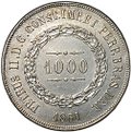 Монета 1000 реалов (рейс) 1861 Бразилия