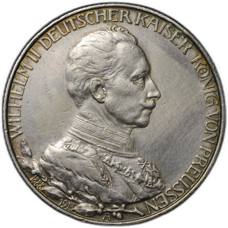 Монета 2 марки 1913 А 25 лет правления Вильгельма II Пруссия Германия
