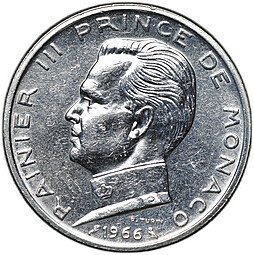 фото для Монета 5 франков 1966 Монако Аверс