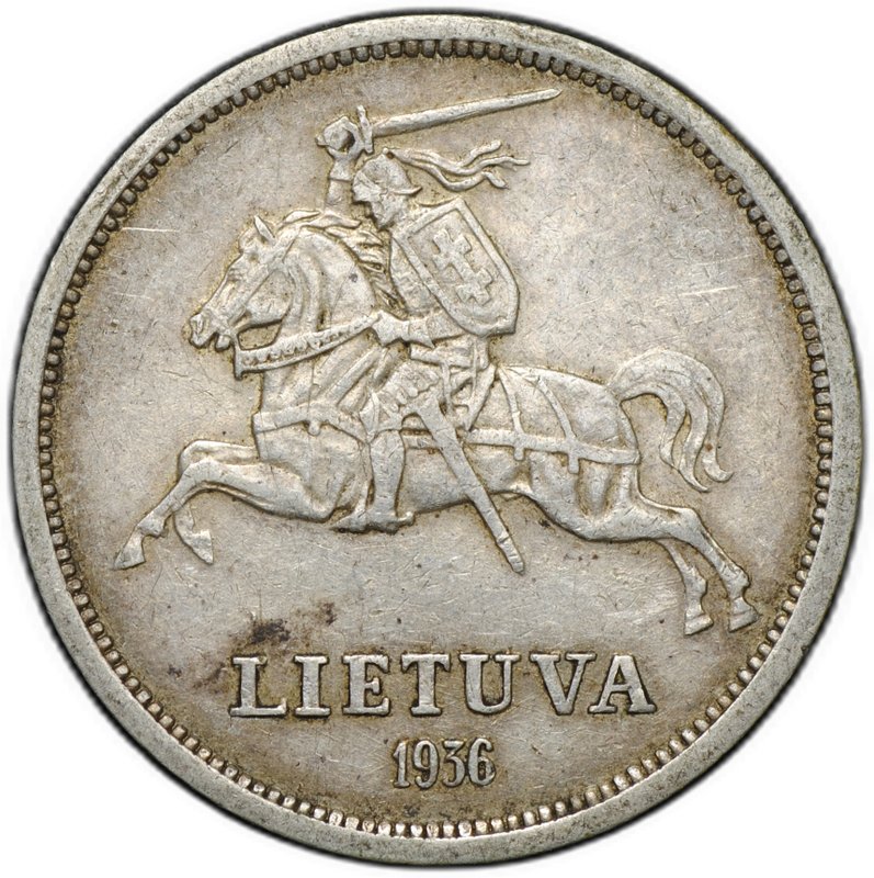 Монета 5 лит 1936 Литва