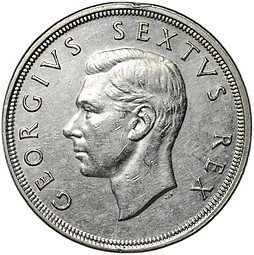 фото для Монета 5 шиллингов 1948 ЮАР Аверс