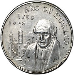 фото для Монета 5 песо 1953 200 лет со дня рождения Мигеля Идальго-и-Костилья Мексика Аверс