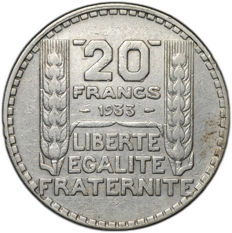 Монета 20 франков 1933 Франция
