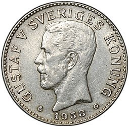 фото для Монета 2 кроны 1938 G Швеция Аверс