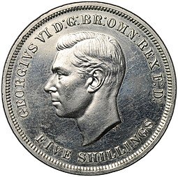 фото для Монета 5 шиллингов 1951 Британский фестиваль Великобритания Аверс