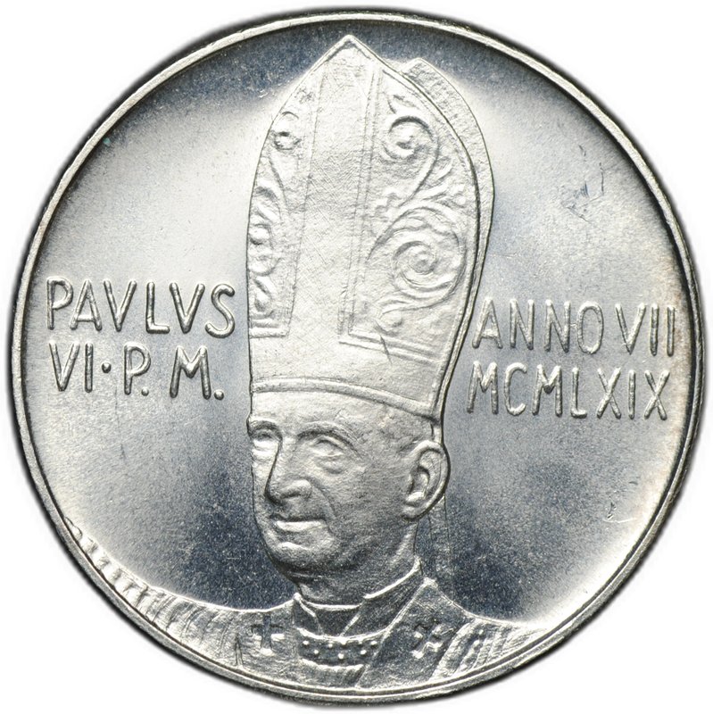 Монета 500 лир 1969 Ватикан