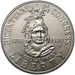 фото для Монета 50 центов (1/2 доллара) 1989 D 200 лет Конгрессу США Аверс