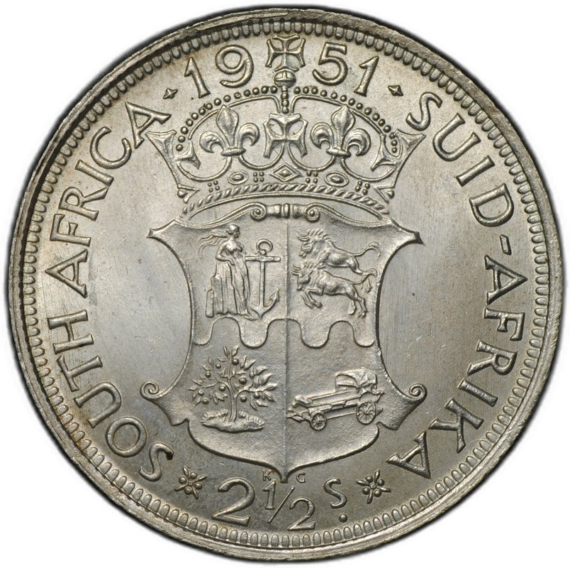 Монета 2 1/2 шиллинга 1951 ЮАР
