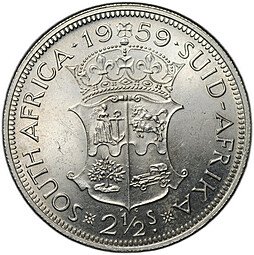 фото для Монета 2 1/2 шиллинга 1959 ЮАР Аверс