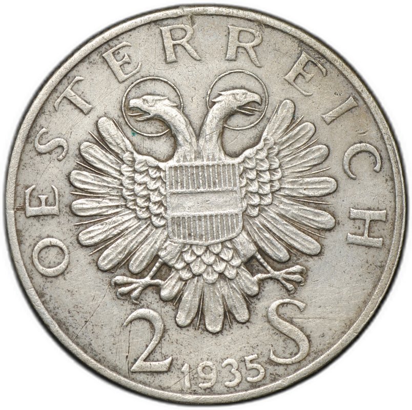 Монета 2 шиллинга 1935 25 лет со дня смерти Карла Люгера Австрия