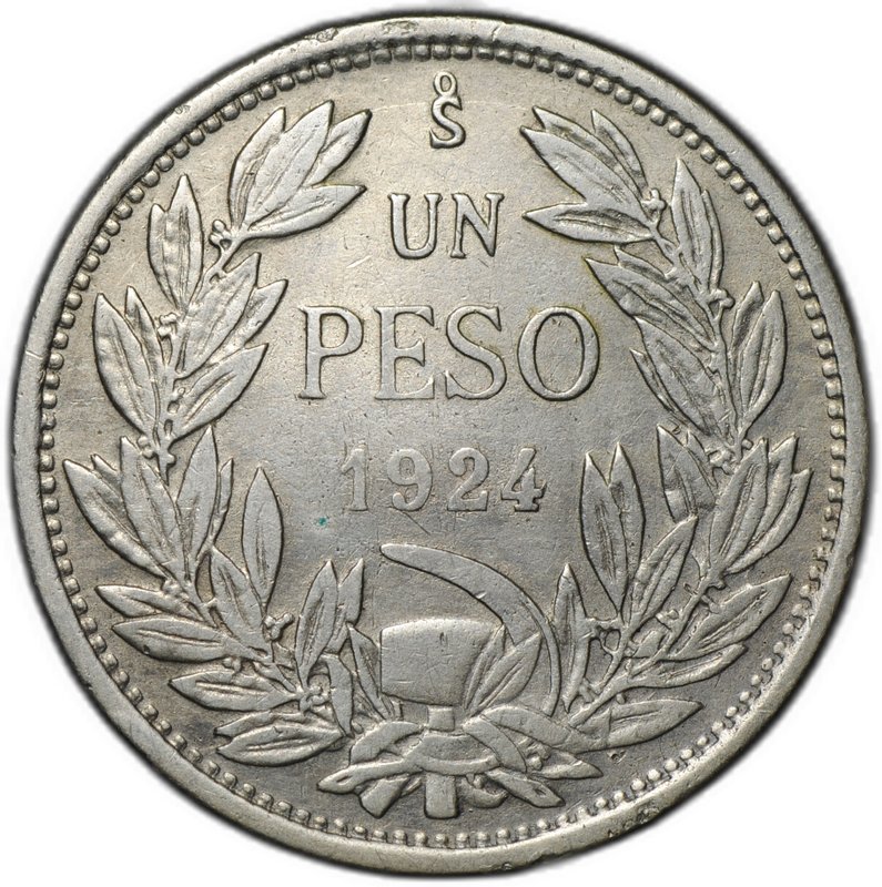Монета 1 песо 1924 Чили