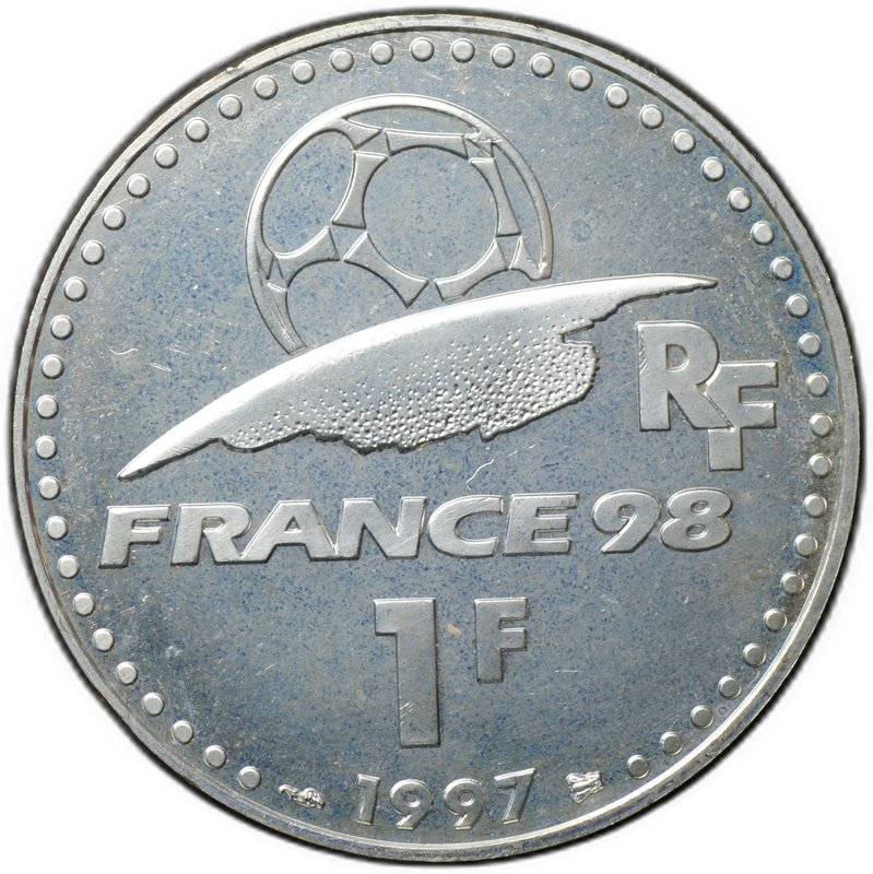 Монета 1 франк 1997 Чемпионат мира по футболу 1998 Франция
