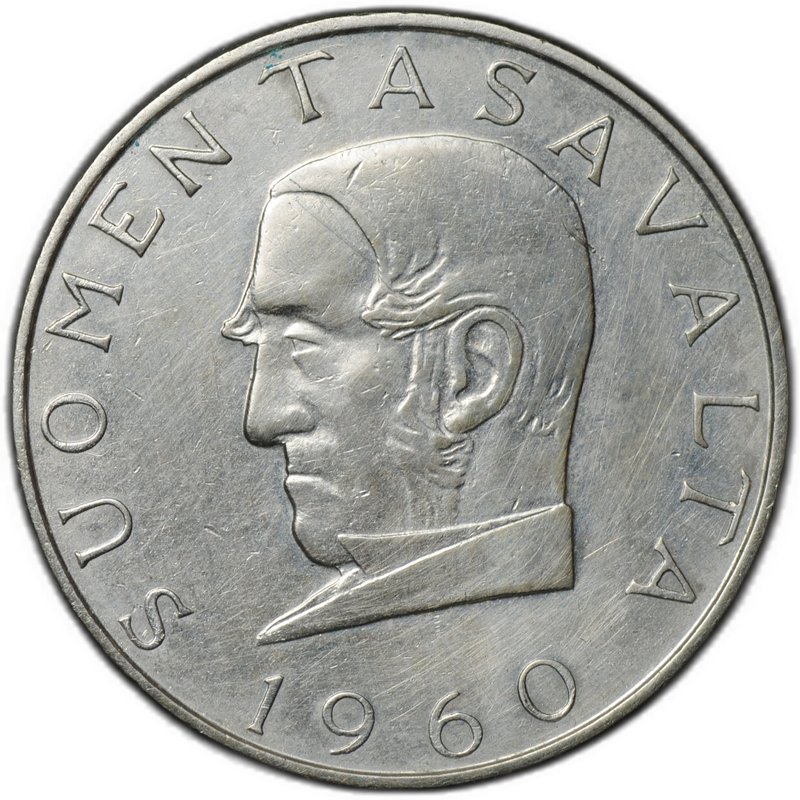 Монета 1000 марок 1960 100 лет валютной системе Снелльмана Финляндия