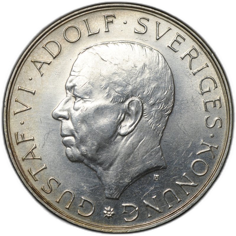 Монета 10 крон 1972 90 лет со дня рождения Густава VI Адольфа Швеция