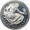 Монета 10 долларов 1975 Нептун Барбадос