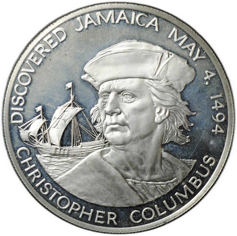 Монета 10 долларов 1975 Христофор Колумб Ямайка