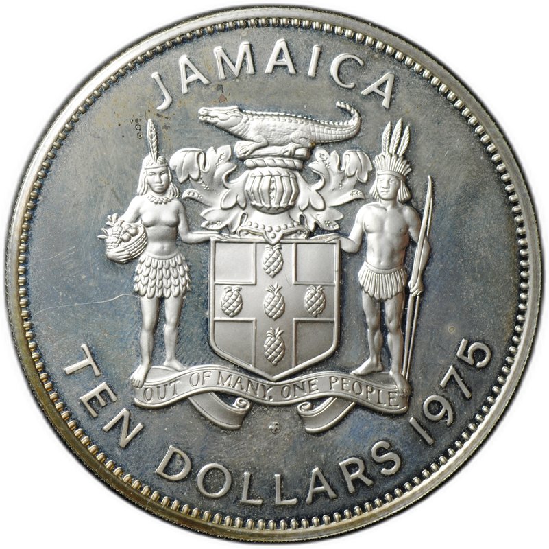 Монета 10 долларов 1975 Христофор Колумб Ямайка