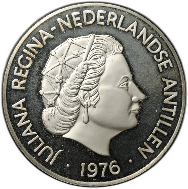 Монета 25 гульденов 1976 200 лет Независимости США Нидерландские Антильские острова