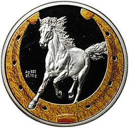 фото для Монета 1 доллар 2014 Китайский гороскоп - год лошади (подкова) Ниуэ Аверс