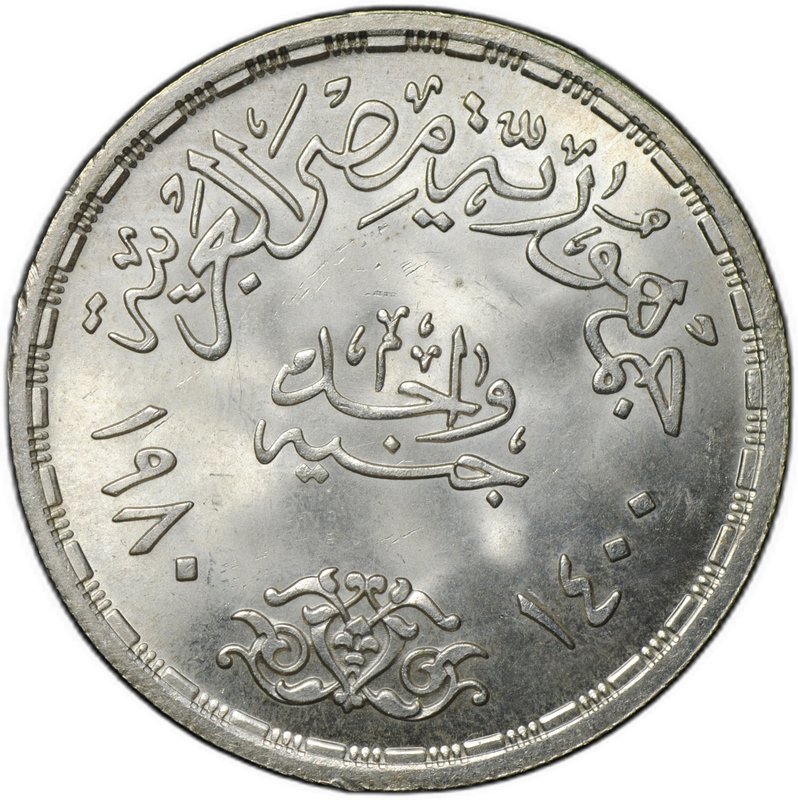 Монета 1 фунт 1980 Египетско-израильский мирный договор Египет