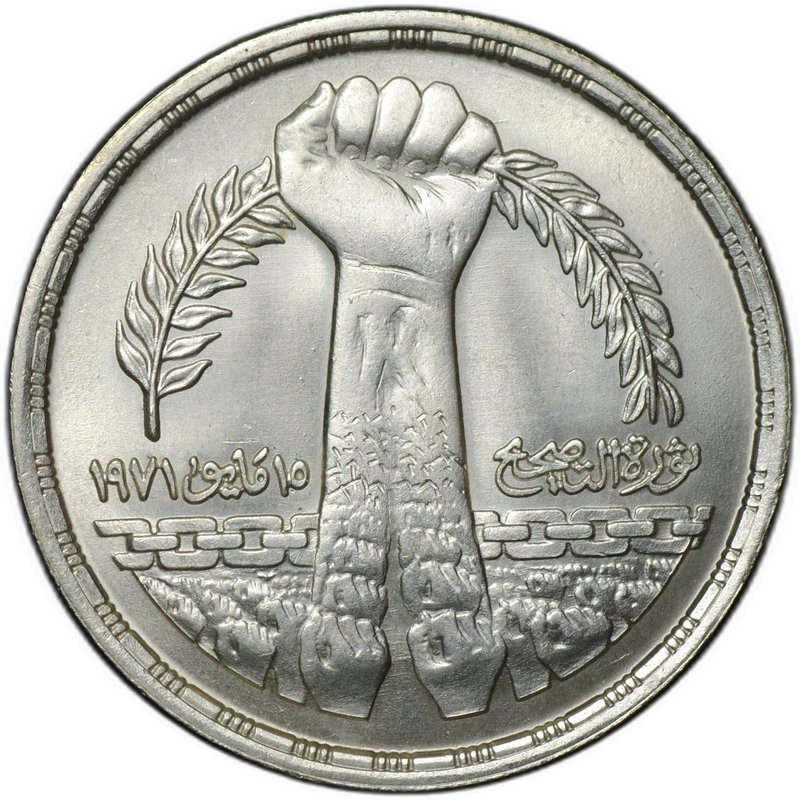 Монета 1 фунт 1980 Революция 1971 Египет