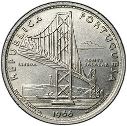 фото для Монета 20 эскудо 1966 Открытие моста Антониу Салазара Португалия Аверс