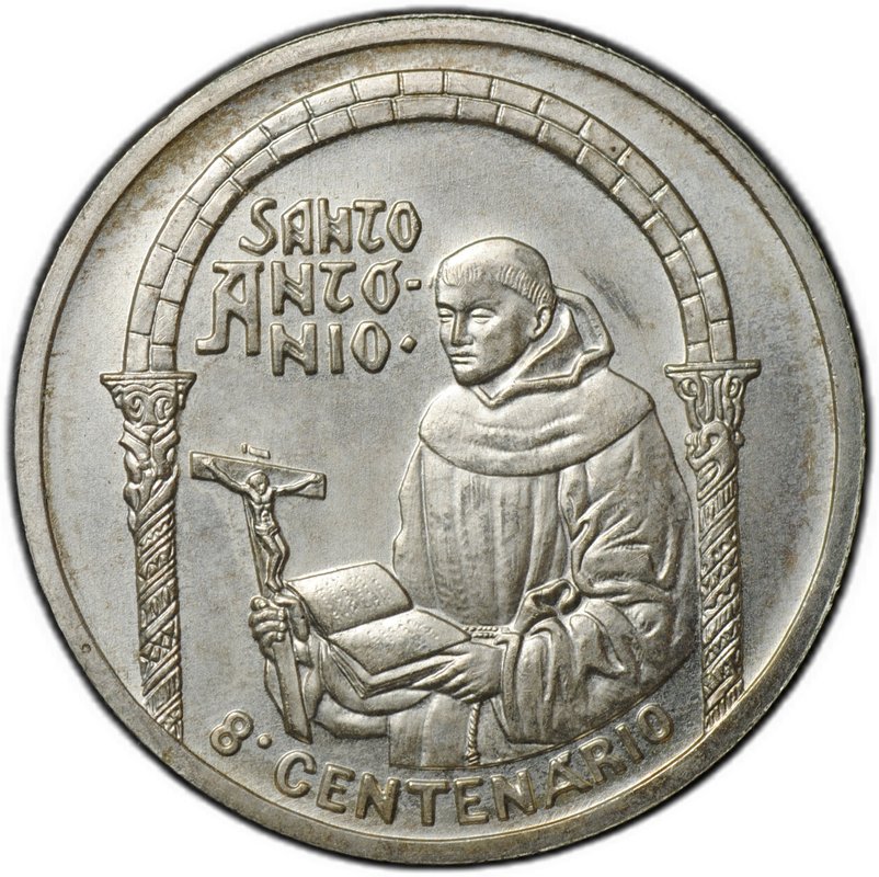 Монета 500 эскудо 1995 800 лет c дня рождения Антония Падуанского Португалия