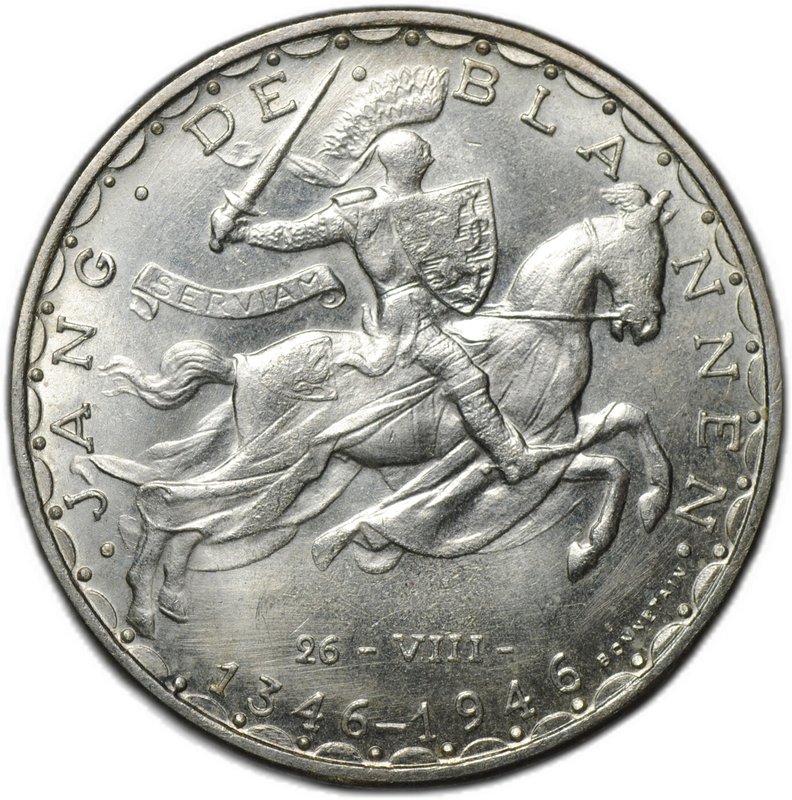 Монета 100 франков 1946 600 лет со дня смерти Иоганна Люксембургского Люксембург