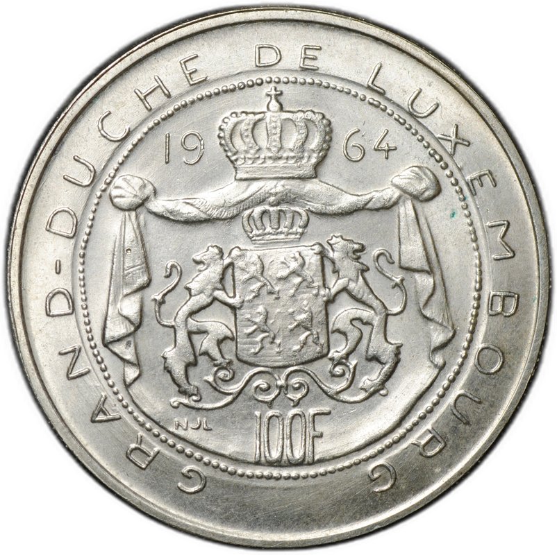 Монета 100 франков 1964 Люксембург