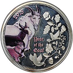 фото для Монета 1000 франков 2015 Китайский гороскоп Год козы Республика Конго Аверс