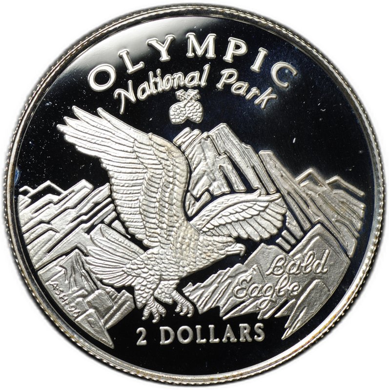 Монета 2 доллара 1996 Национальный парк "Олимпик" Острова Кука