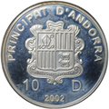 Монета 10 динеров 2002 Муфлон Дикие животные Андорра