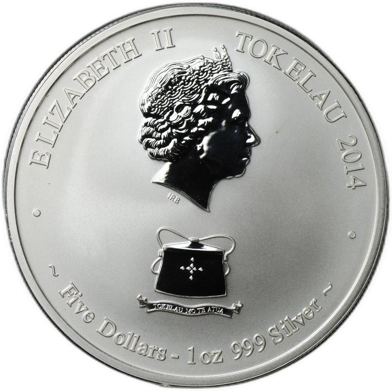 Монета 5 долларов 2014 Восточный календарь - Год Лошади Токелау