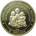 Монета 2 доллара 1997 Королева-мать с детьми 1936 Острова Кука