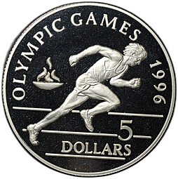 фото для Монета 5 долларов 1992 Олимпиада Атланта 1996 Ниуэ Аверс