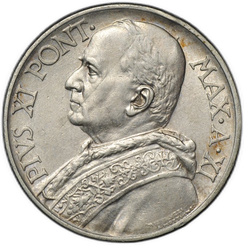 Монета 10 лир 1932 Ватикан