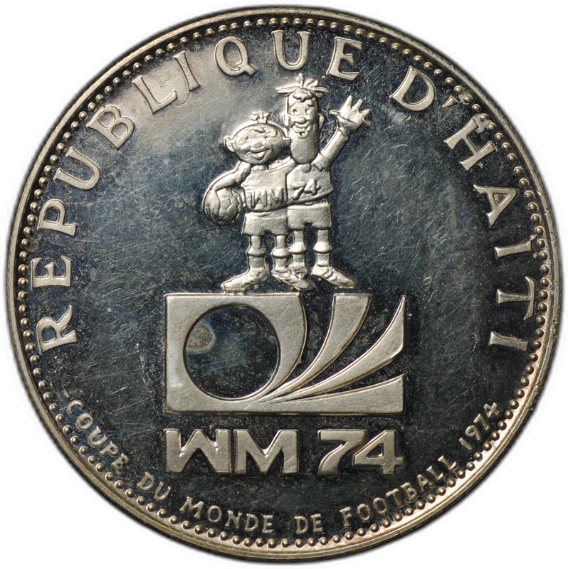 Монета 25 гурдов 1973 Чемпионат мира по футболу 1974 Гаити