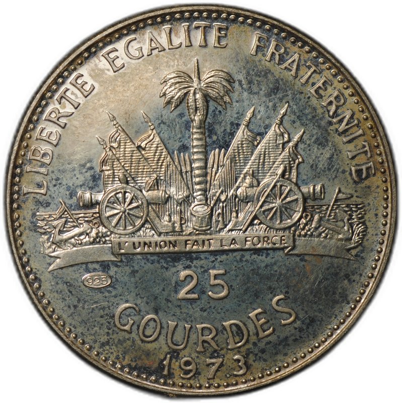 Монета 25 гурдов 1973 Чемпионат мира по футболу 1974 Гаити